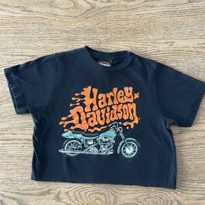 Harley-Davidson Flame Logo Crop Top (Youth L / fits XS-S) Streetwear Y2K
